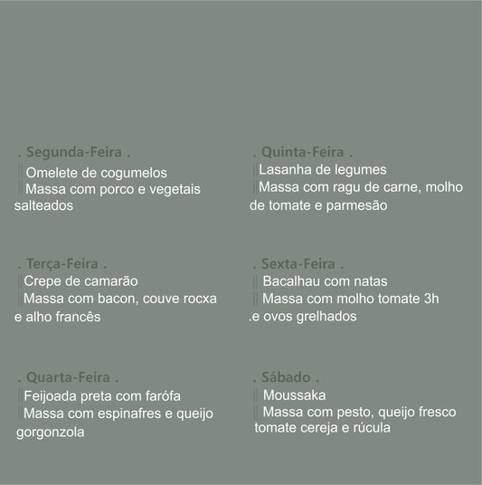 Menu da Semana Magenta Cook em Guimarães