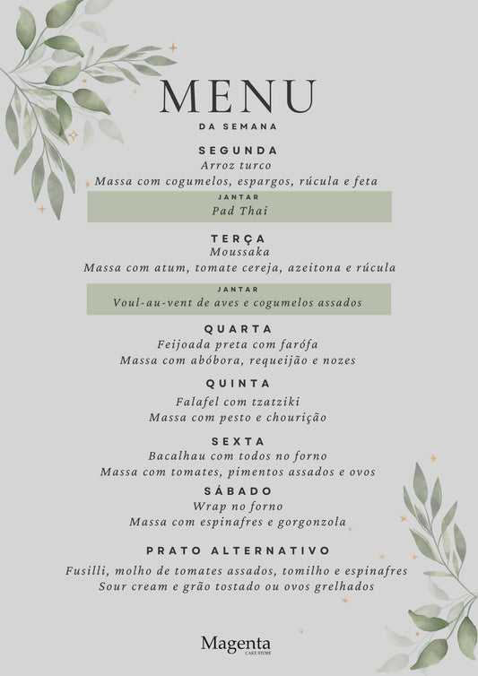 . menu da semana .