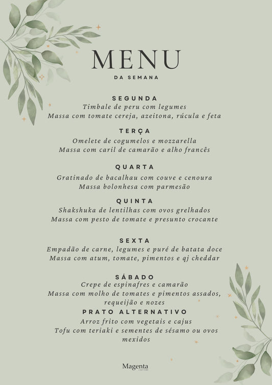 Menu da Semana Magenta Cook em Guimarães