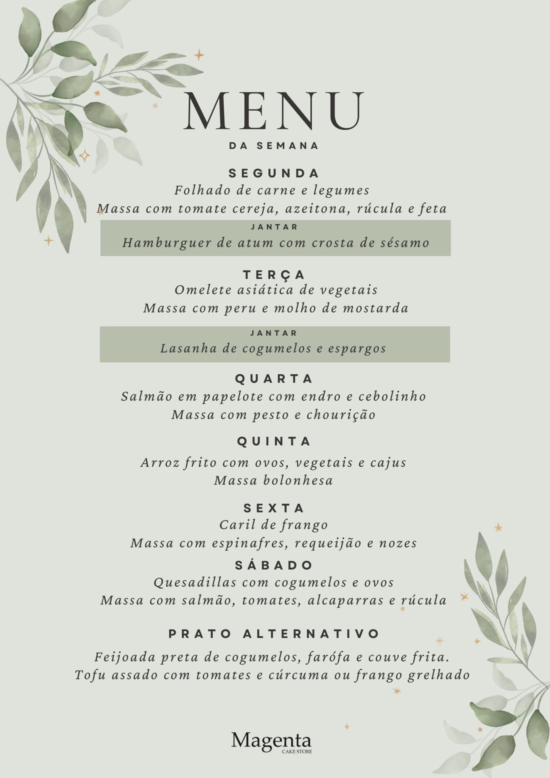 . menu da semana .