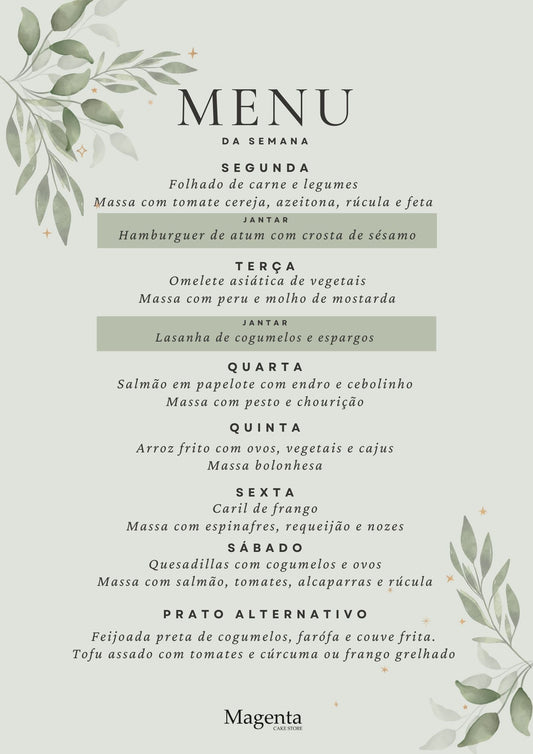 . menu da semana .