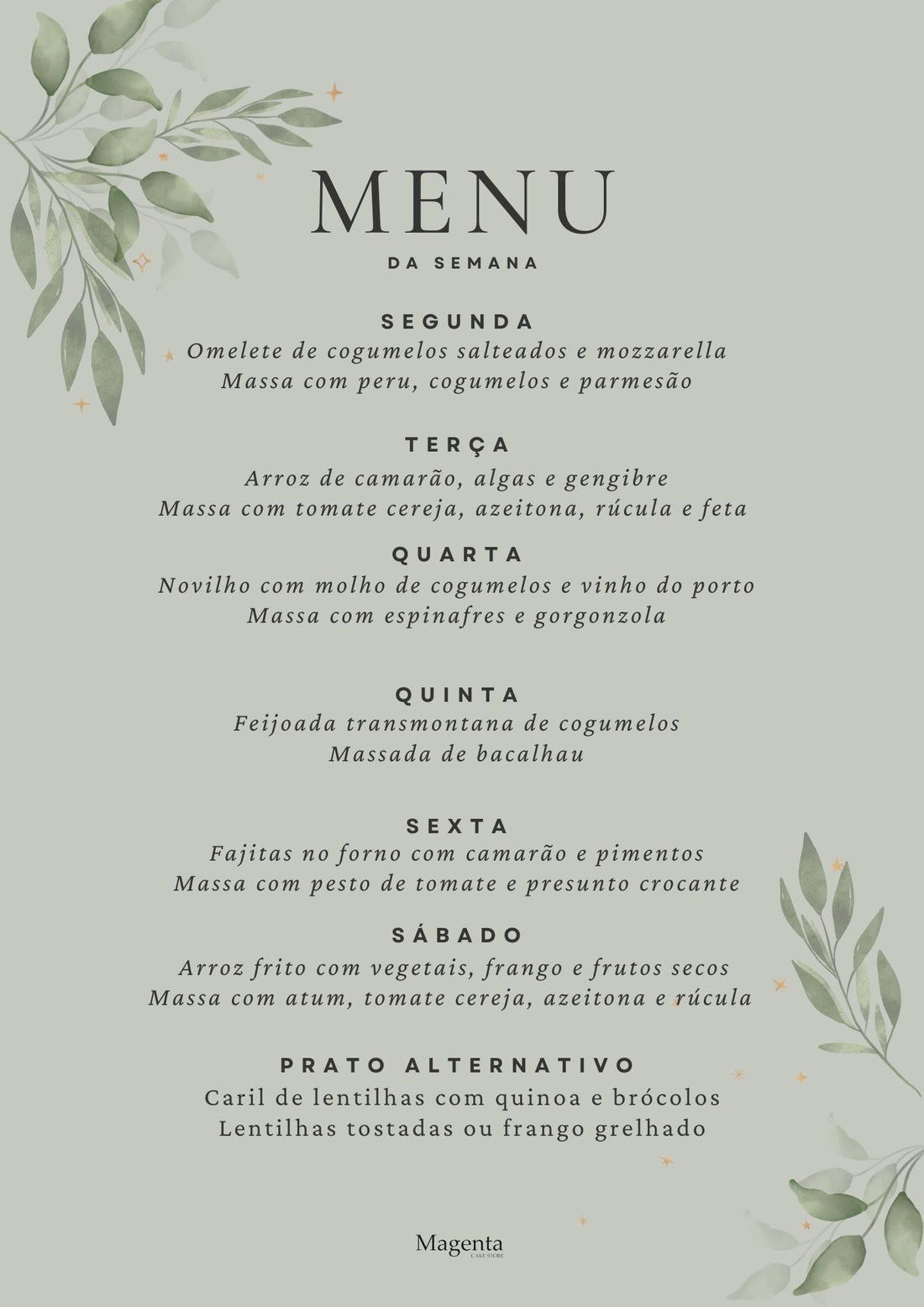. menu da semana .